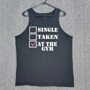 Single Taken At The Gym Tank Top Mens Large Black Fitness Workout Gym T-Shirt